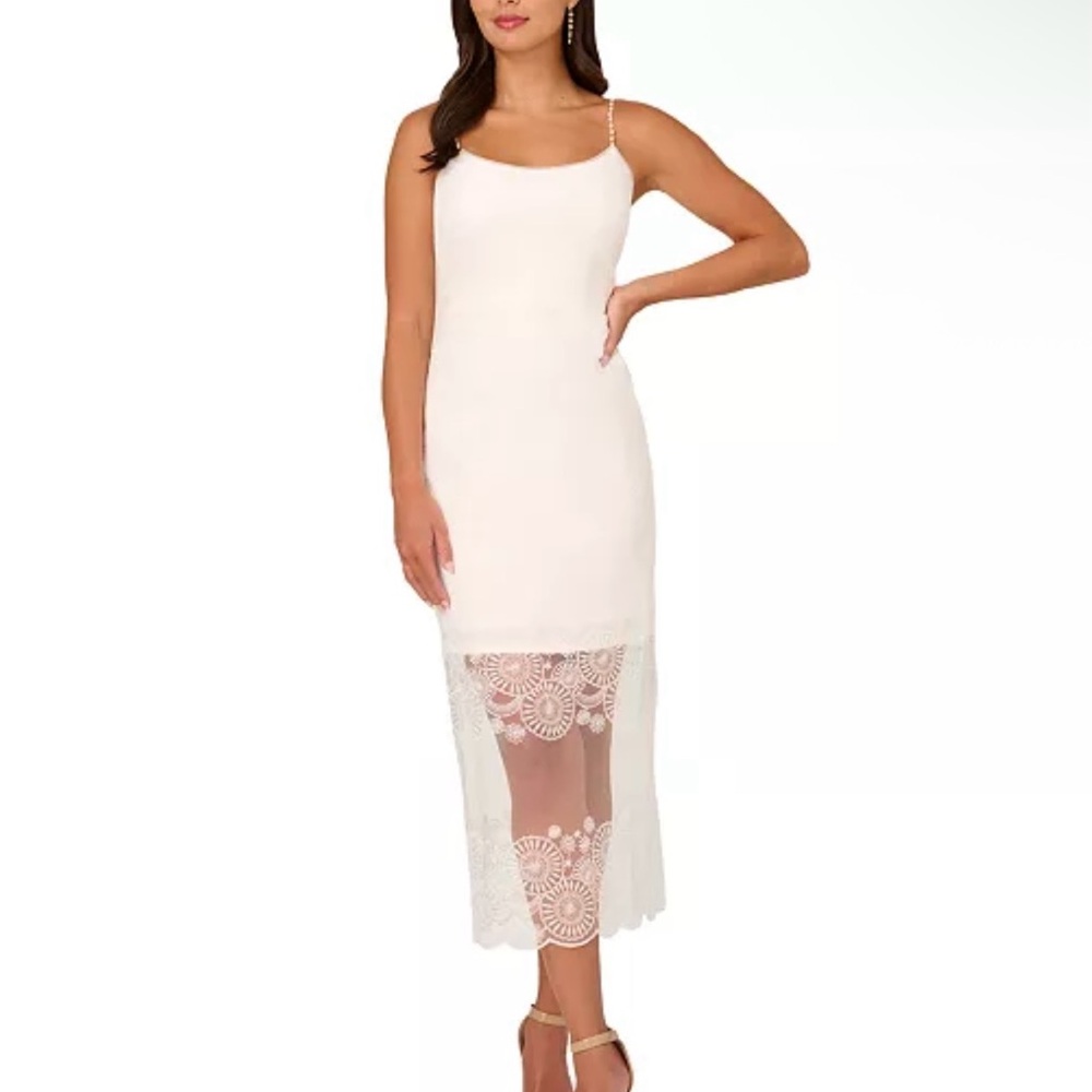 Adrianna Papell White Special Occasion Wedding Prom Homecoming Formal Dress